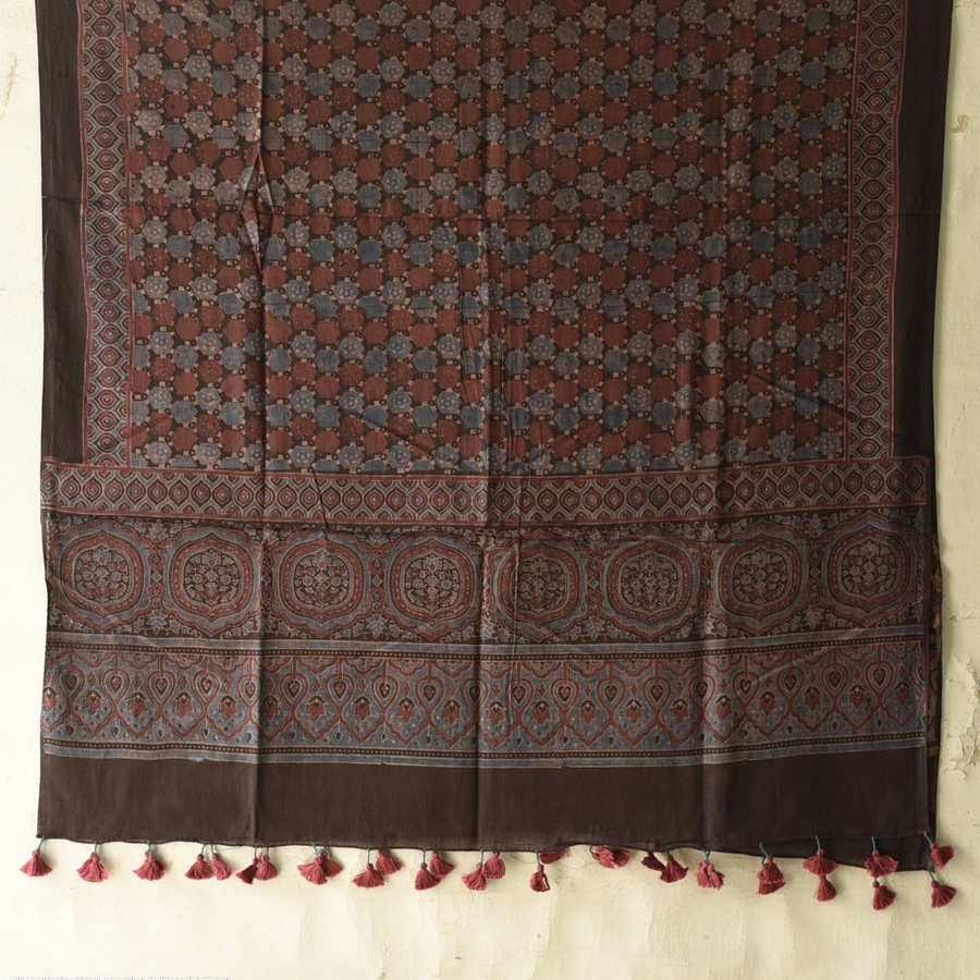 shop Ajrakh Block Printed Pure Cotton Dupatta - 16