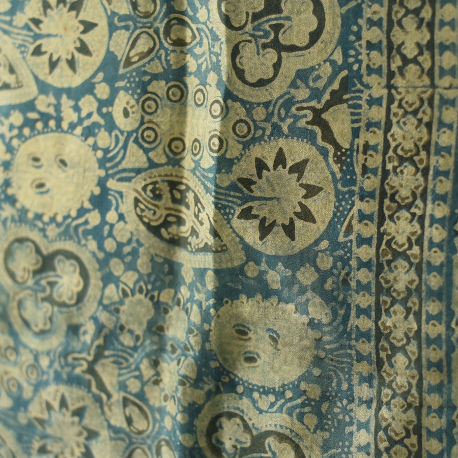 shop Hand Block Printed - Ajrakh Silk Scarf - Sky Blue