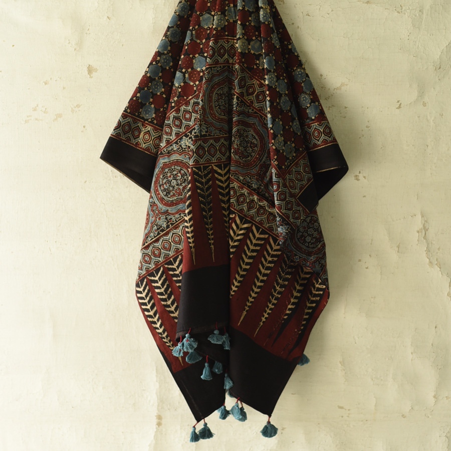 shop Ajrakh Block Printed Pure Cotton Dupatta 17