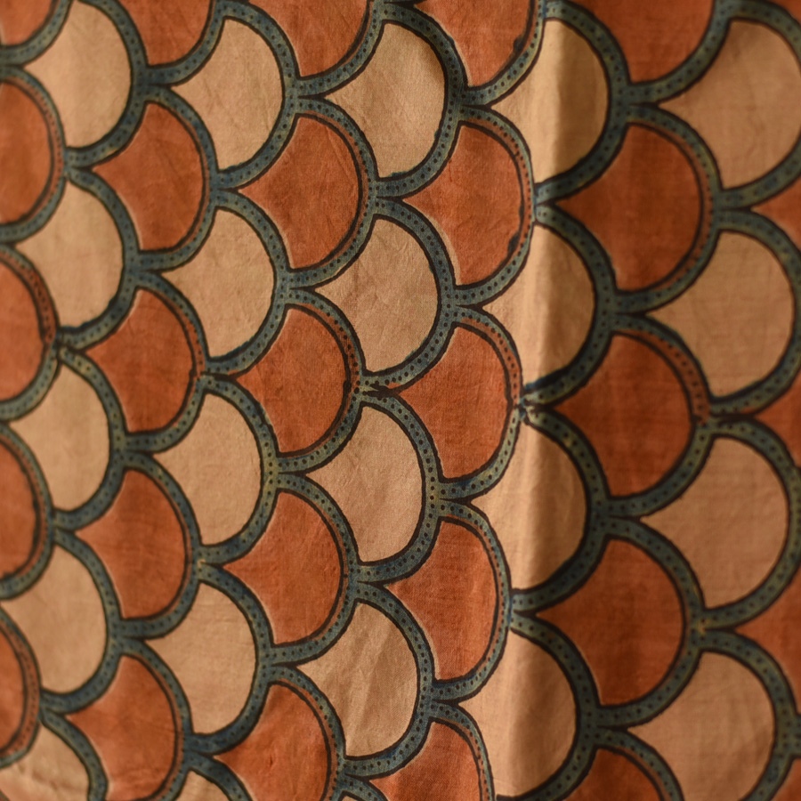 shop Hand Block Printed - Ajrakh Silk Brown Scarf