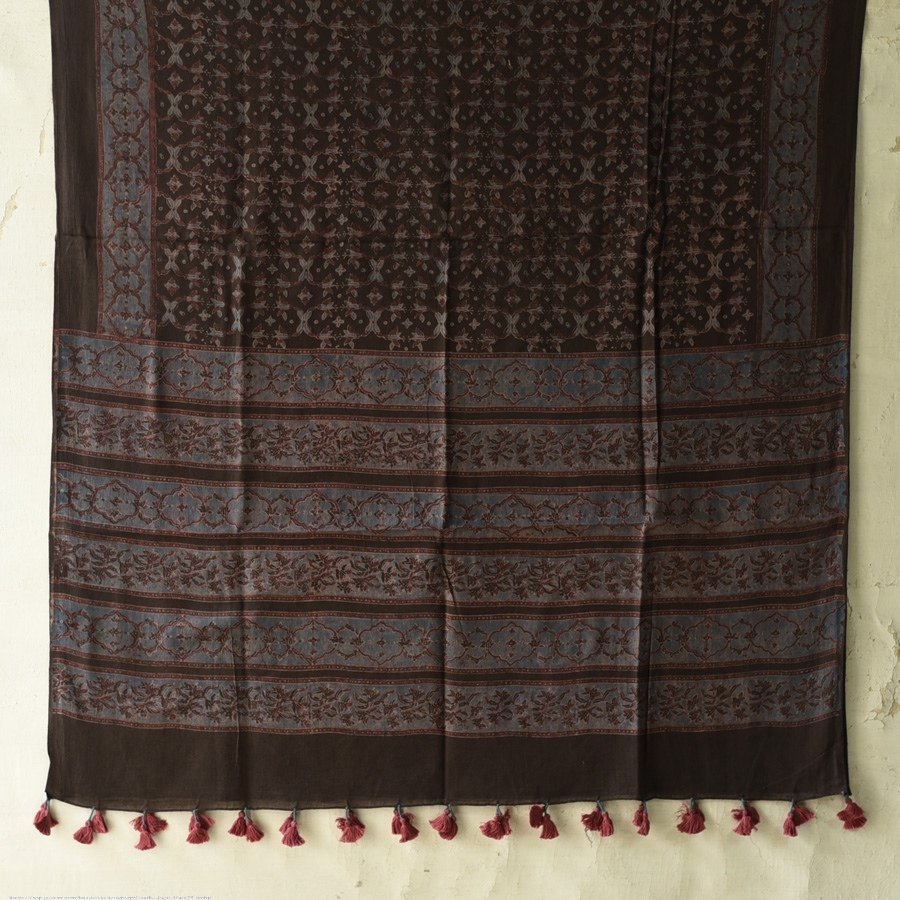 shop Ajrakh Block Printed Pure Cotton Dupatta - 18
