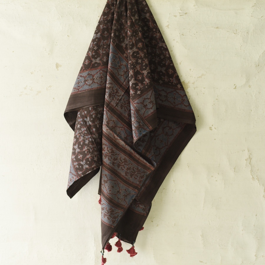 shop Ajrakh Block Printed Pure Cotton Dupatta - 18