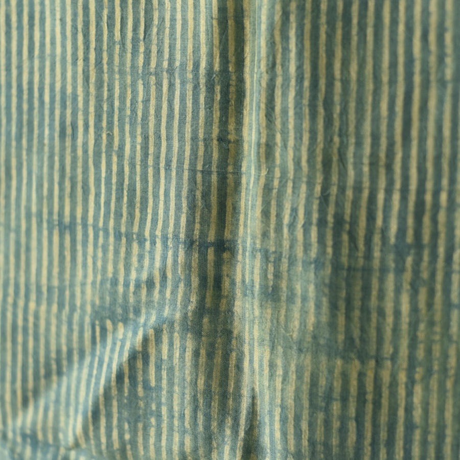 shop Hand Block Printed - Ajrakh Silk Scarf - Light Blue Strips