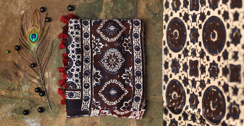 Mora ❉ Modal silk ❉ Ajrakh Dupatta ❉ 7