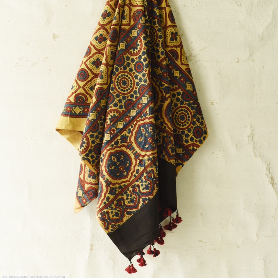 shop Ajrakh Block Printed Pure Cotton Dupatta 20