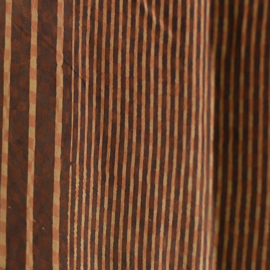 shop Hand Block Printed - Ajrakh Silk Scarf Brown & Red Strips