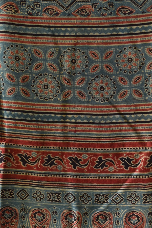 buy Ajrakh Block Printed Mulberry Silk Dupatta