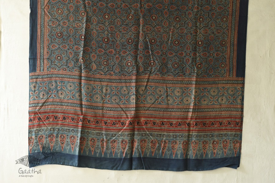 buy Ajrakh Block Printed Mulberry Silk Dupatta