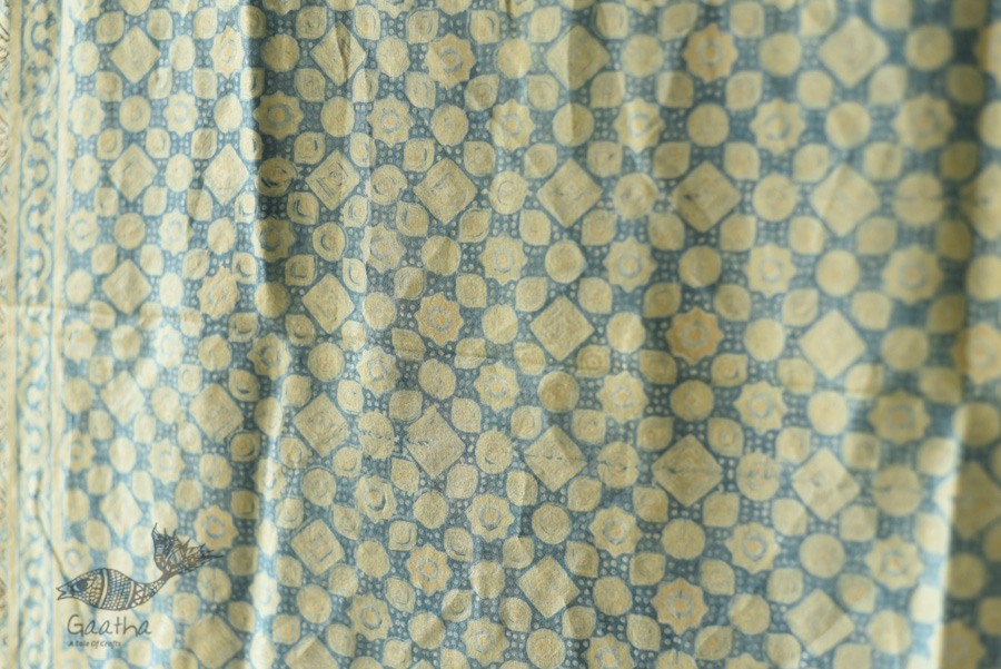 buy Ajrakh Mulberry Silk Dupatta ~ Natural Dyed