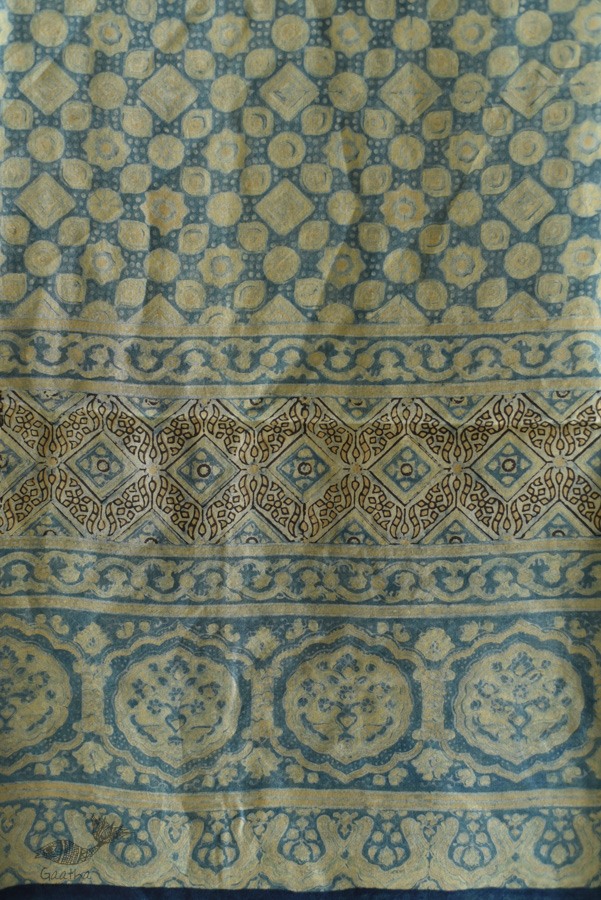 buy Ajrakh Mulberry Silk Dupatta ~ Natural Dyed