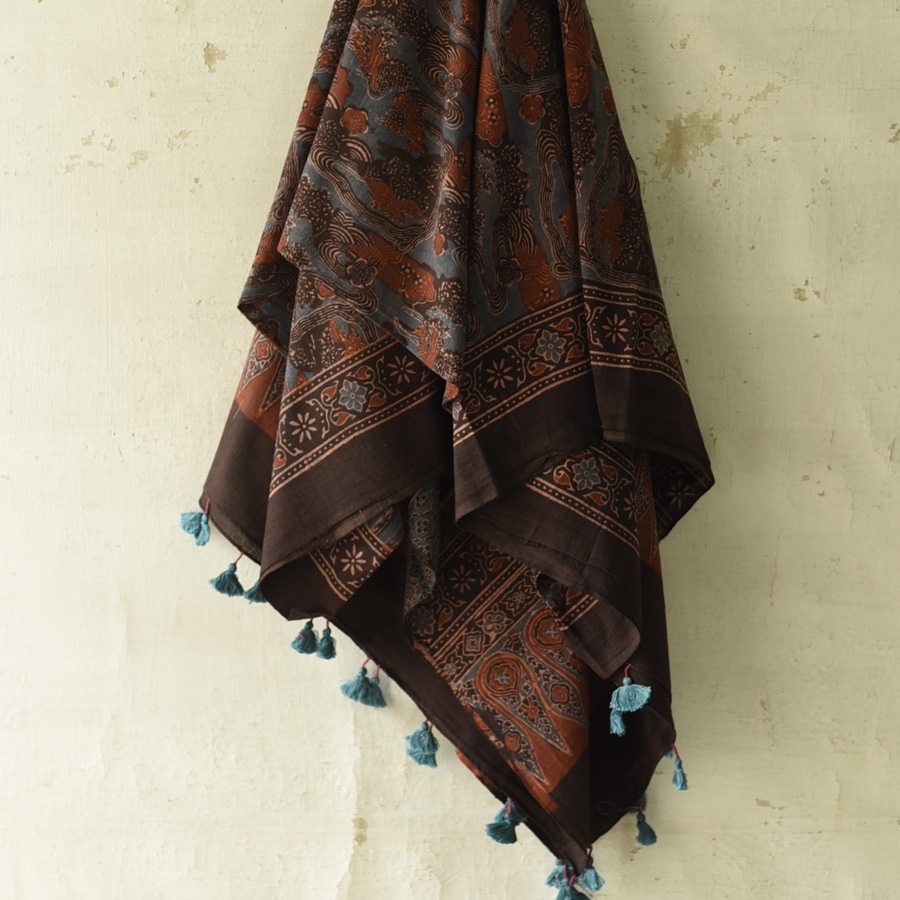 shop Ajrakh Block Printed Pure Cotton Dupatta 22
