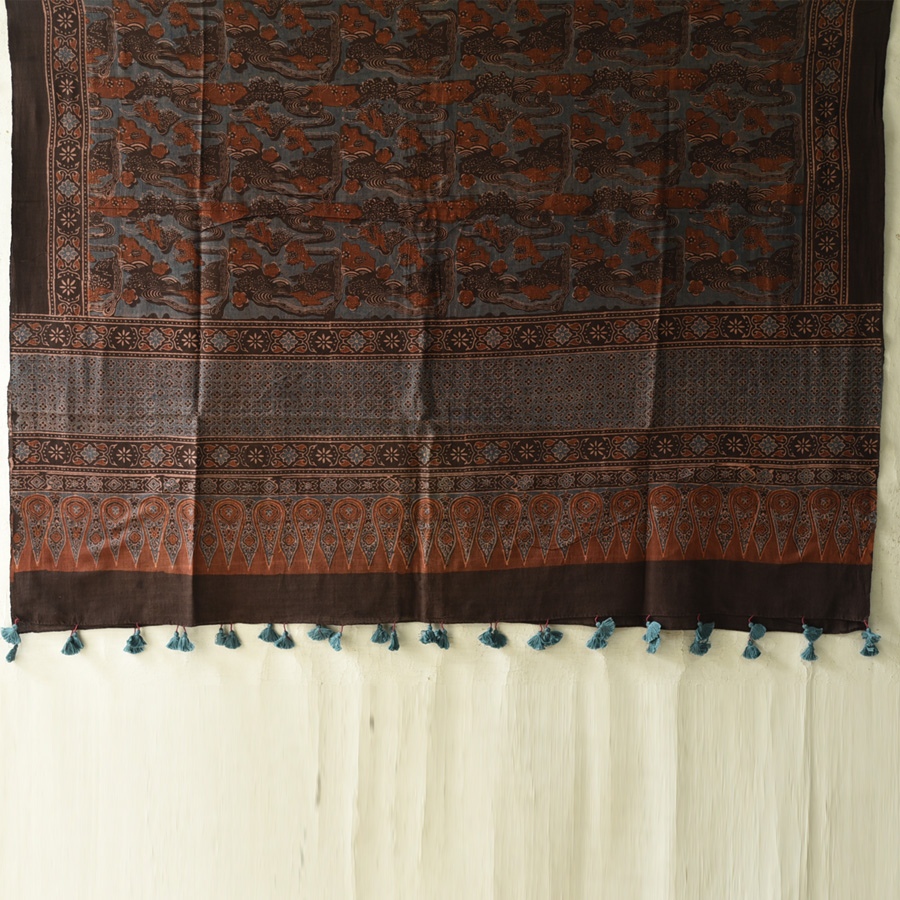 shop Ajrakh Block Printed Pure Cotton Dupatta 22