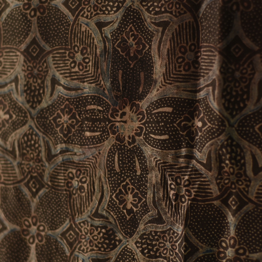 shop Hand Block Printed - Ajrakh Silk Black Scarf