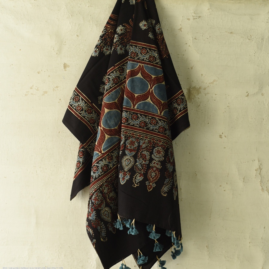 shop Ajrakh Block Printed Pure Cotton Dupatta 23