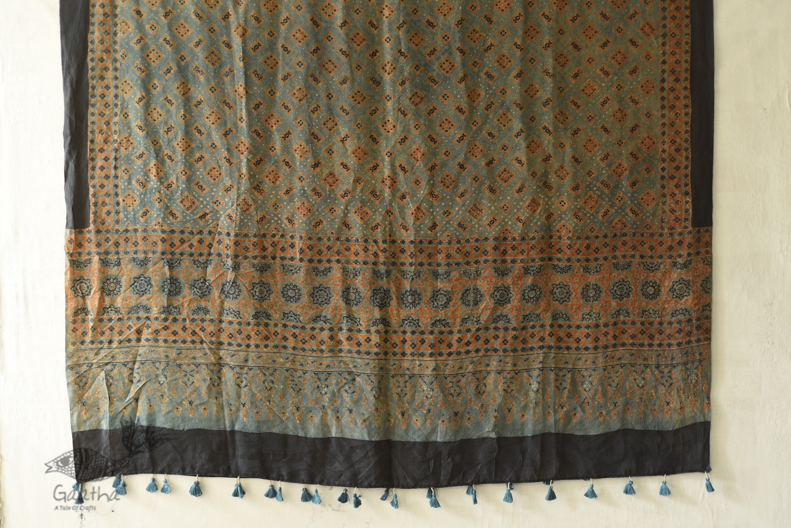 buy Ajrakh Mulberry Silk Dupatta