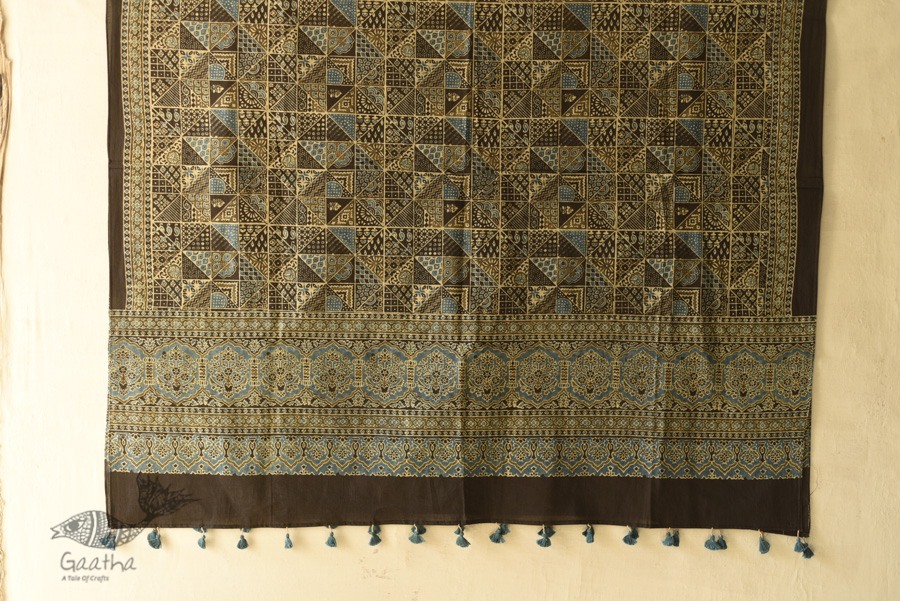 shop Ajrakh Block Printed Pure Cotton Dupatta