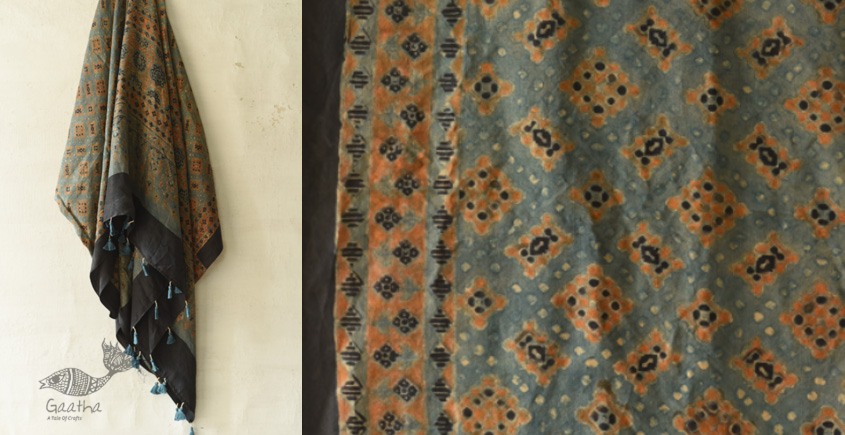 buy Ajrakh Mulberry Silk Dupatta