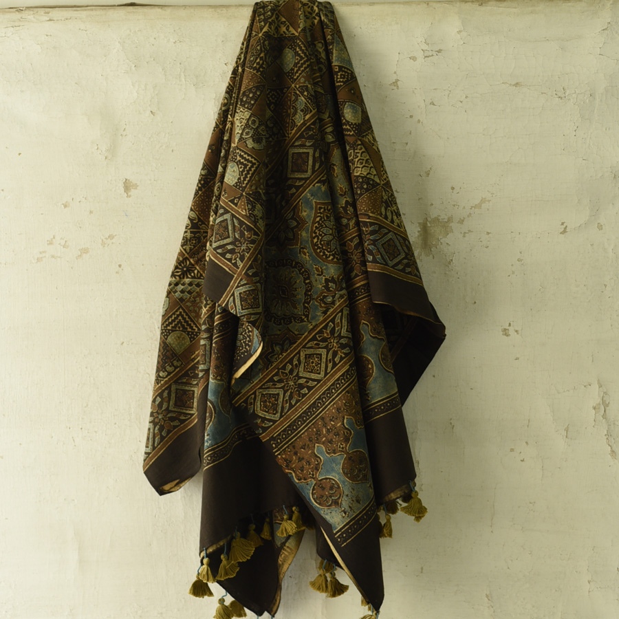 shop Ajrakh Block Printed Pure Cotton Dupatta 25