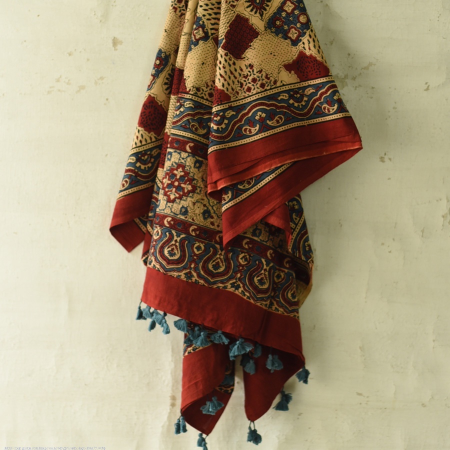 shop Ajrakh Block Printed Pure Cotton Dupatta - 26