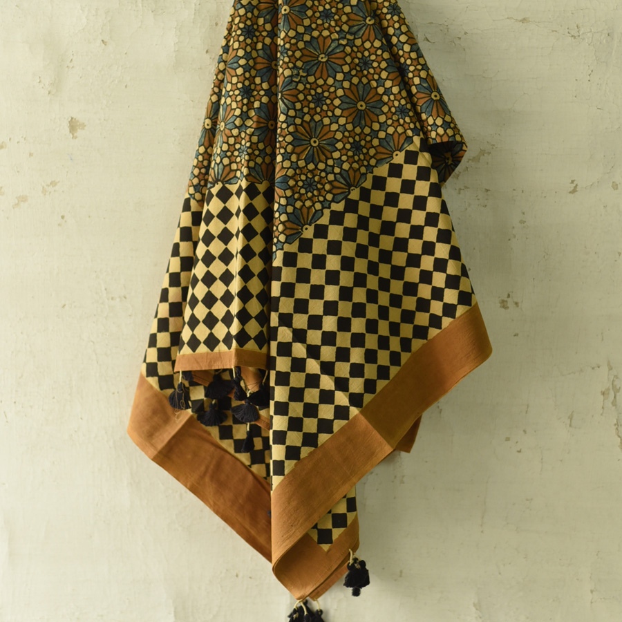 shop Ajrakh Block Printed Pure Cotton Dupatta 27
