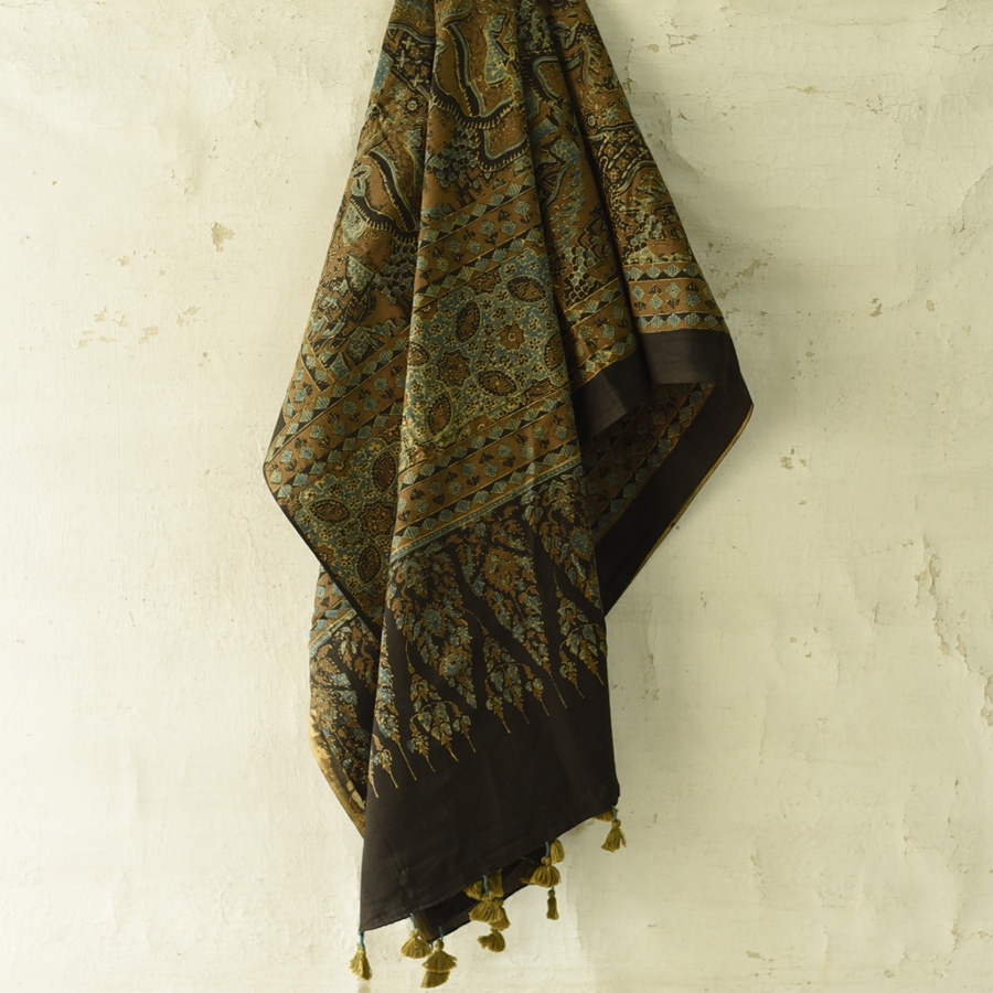 shop Ajrakh Block Printed Pure Cotton Dupatta 28