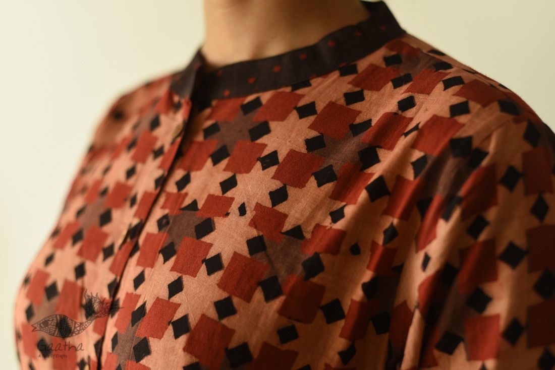 shop Designer Brown Doted Cotton Dress