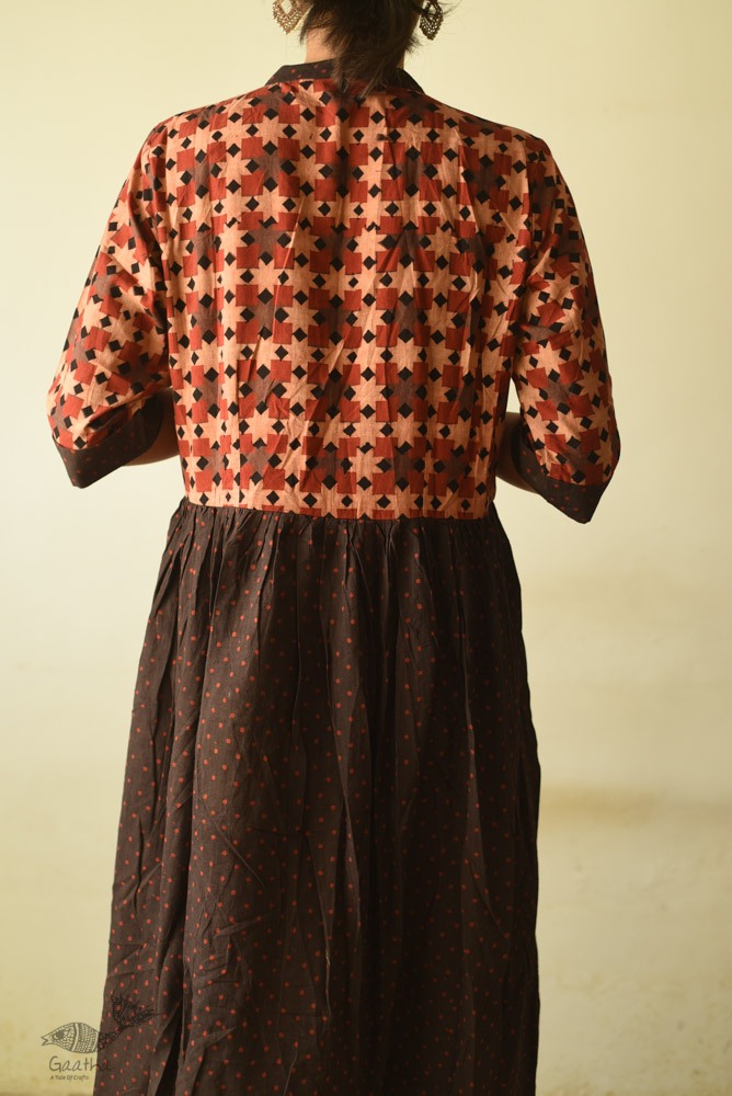 shop Designer Brown Doted Cotton Dress