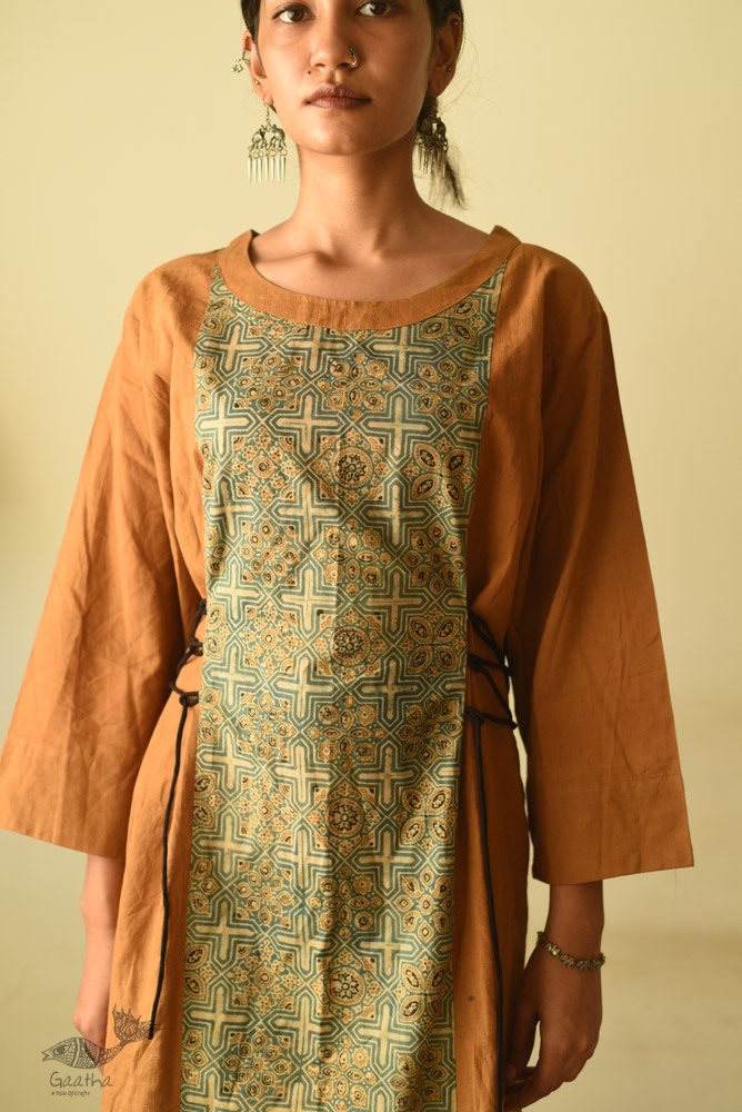 shop cotton dress ajrakh printed