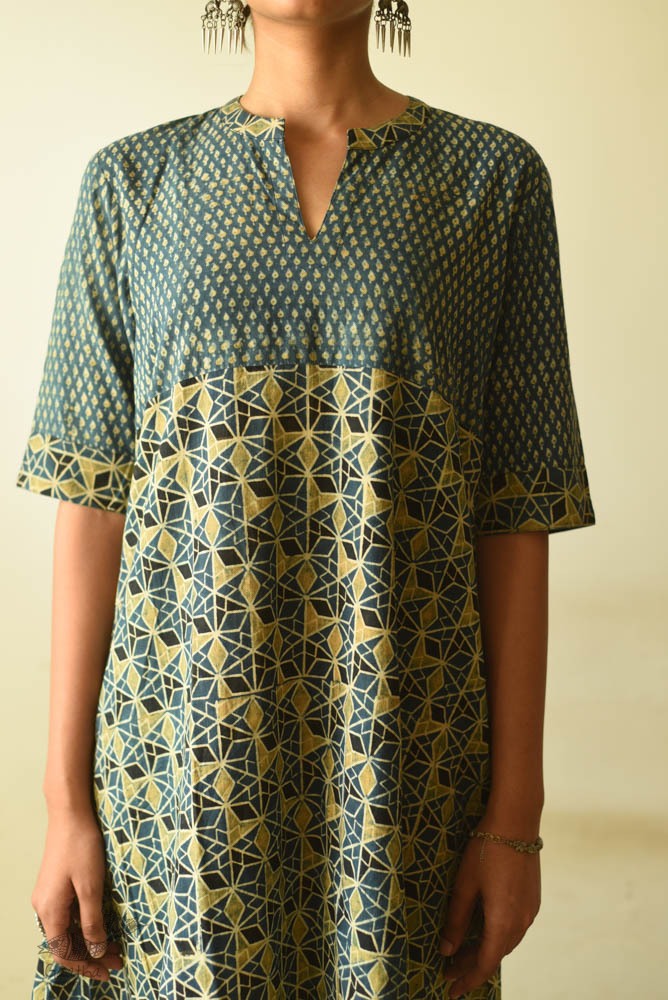 shop Ajrakh Block Printed Cotton Dress