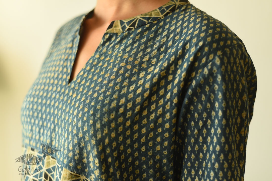 shop Ajrakh Block Printed Cotton Dress