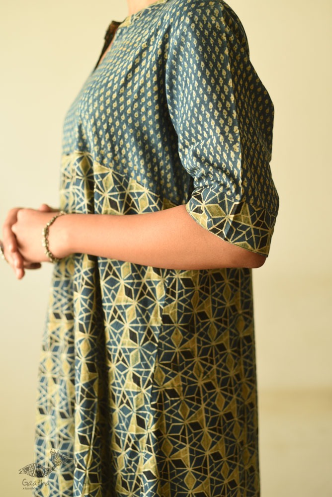 shop Ajrakh Block Printed Cotton Dress