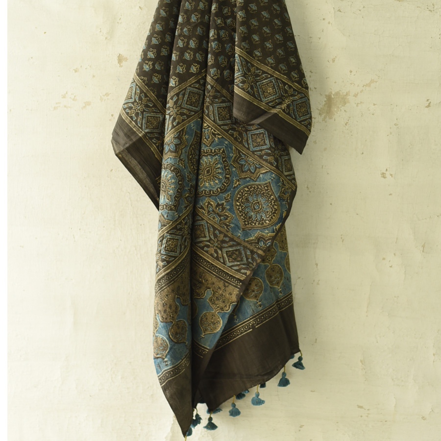 shop Ajrakh Block Printed Pure Cotton Dupatta 29