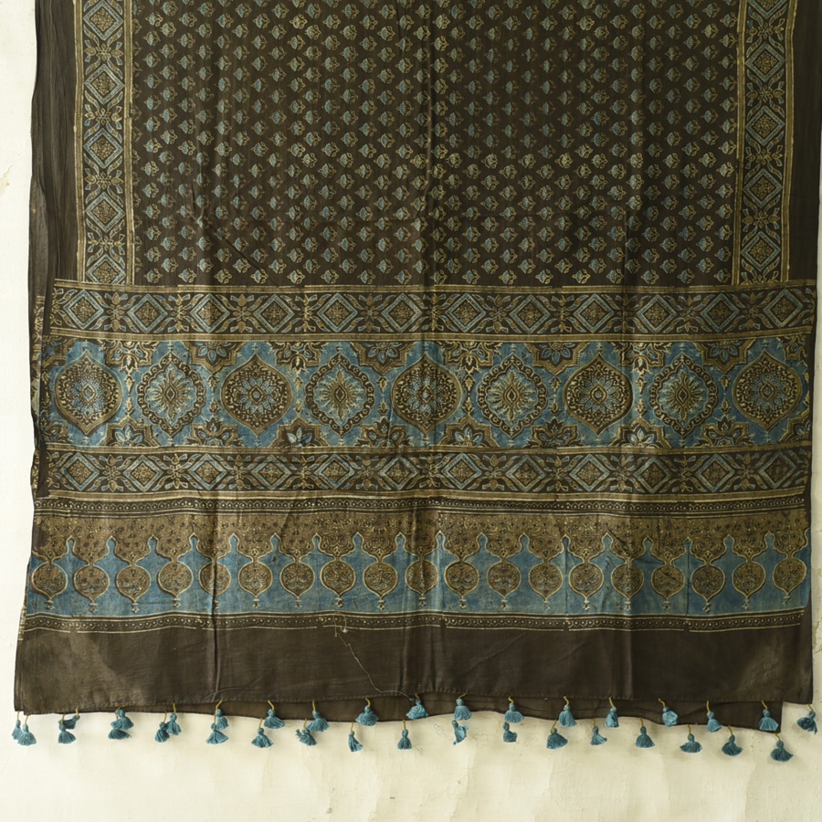 shop Ajrakh Block Printed Pure Cotton Dupatta 29