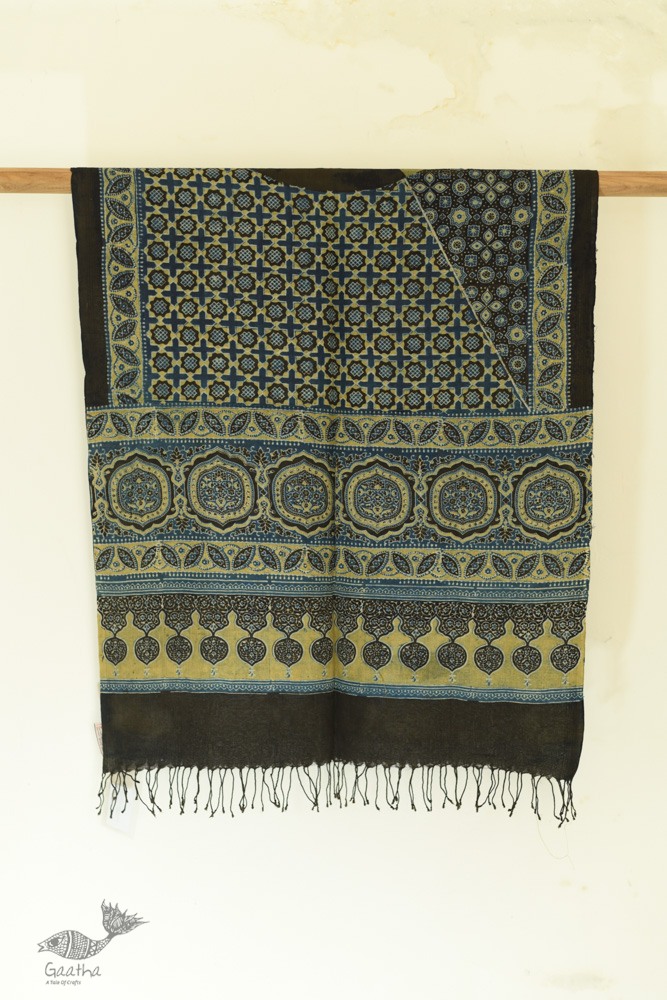 shop Ajrakh Block Print ~ Handloom Linen Stole