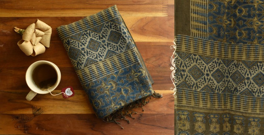 shop Ajrakh Hand Block Printed ~ Linen Stole