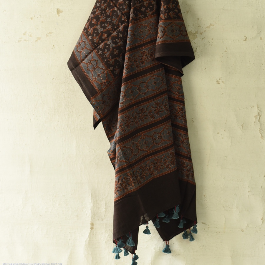 shop Ajrakh Block Printed Pure Cotton Dupatta 30