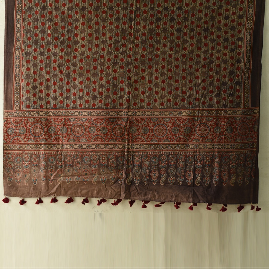 shop Ajrakh Block Printed Pure Cotton Dupatta 31