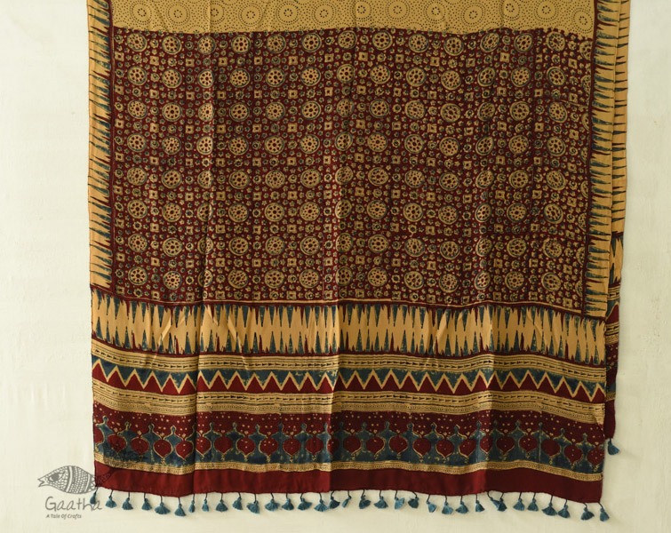 buy Ajrakh Printed Crape Dupatta