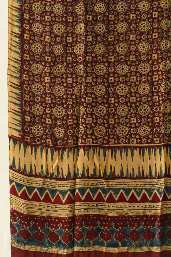 buy Ajrakh Printed Crape Dupatta