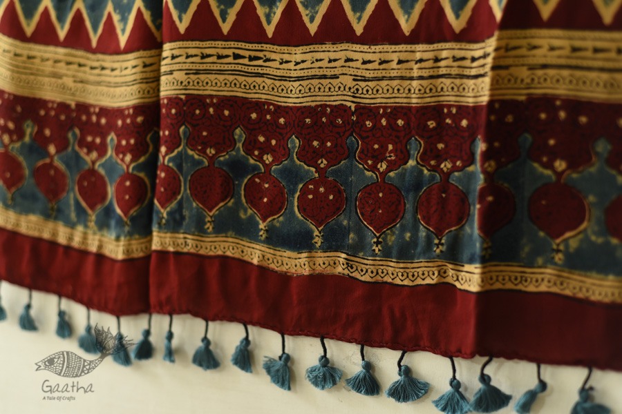 buy Ajrakh Printed Crape Dupatta