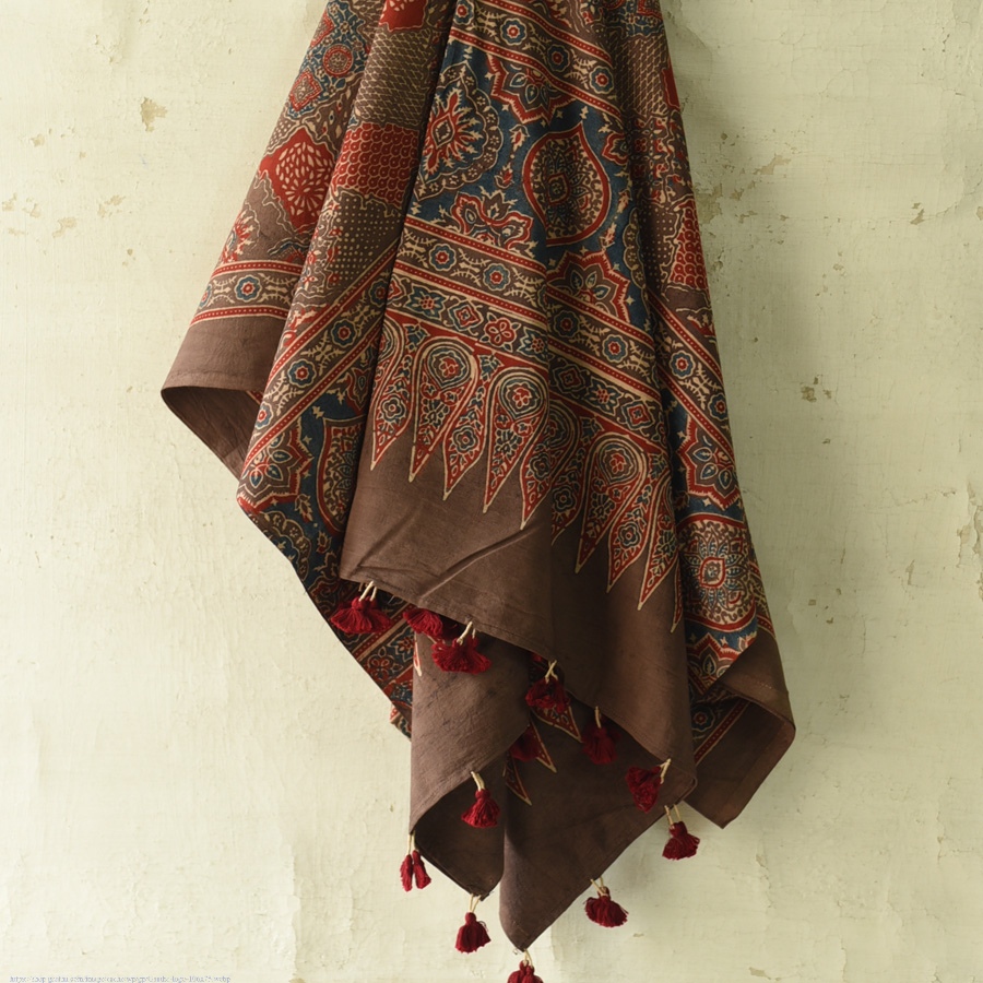 shop Ajrakh Block Printed Pure Cotton Dupatta 33