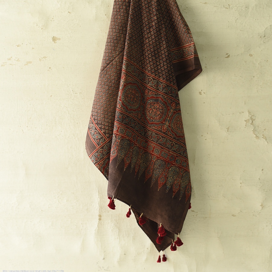 shop Ajrakh Block Printed Pure Cotton Dupatta 34