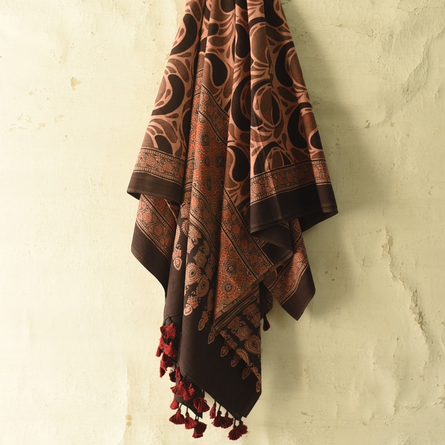 shop Ajrakh Block Printed Pure Cotton Dupatta 39