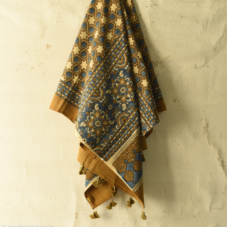 shop Ajrakh Block Printed Pure Cotton Dupatta 44