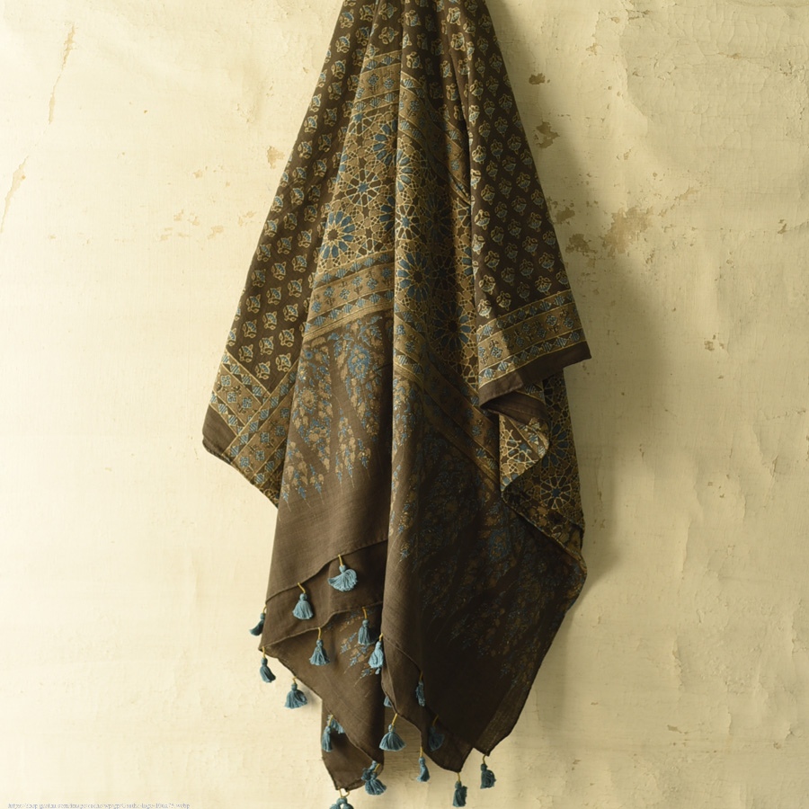 shop Ajrakh Block Printed Pure Cotton Dupatta 45