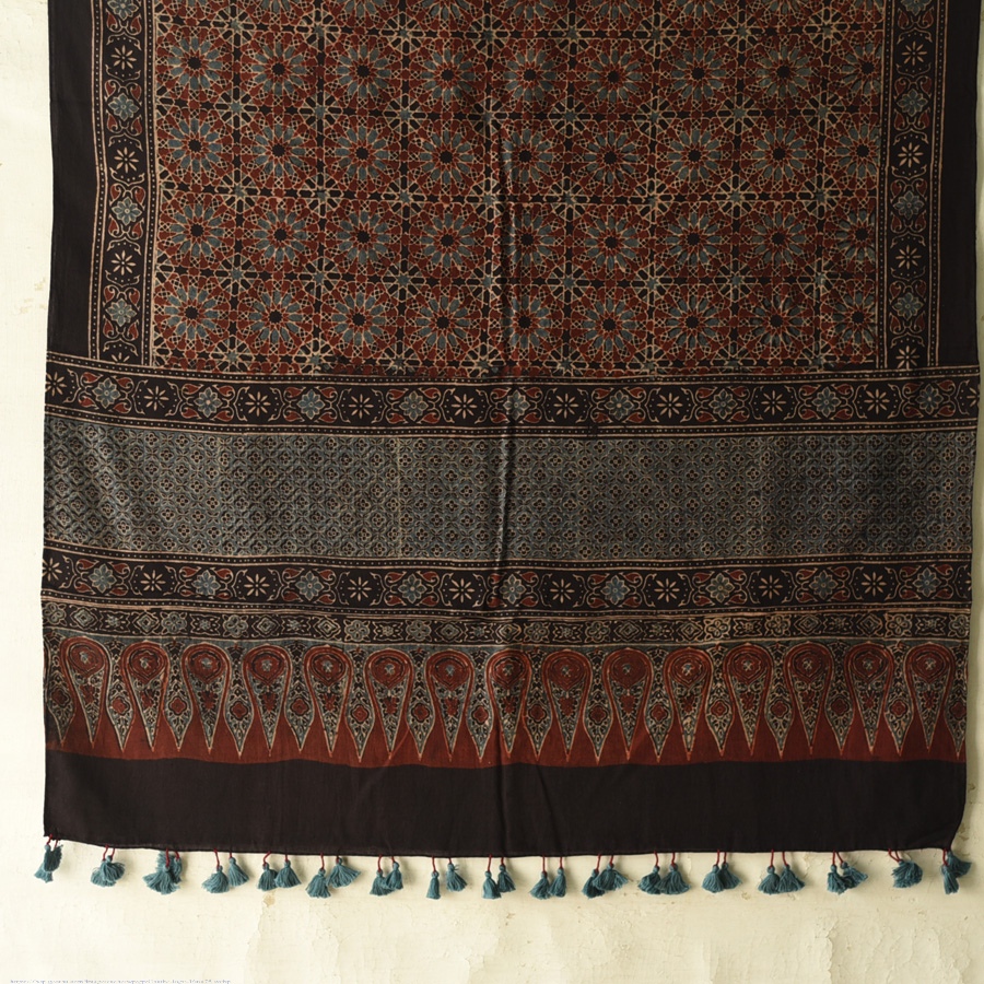 shop Ajrakh Block Printed Pure Cotton Dupatta 47