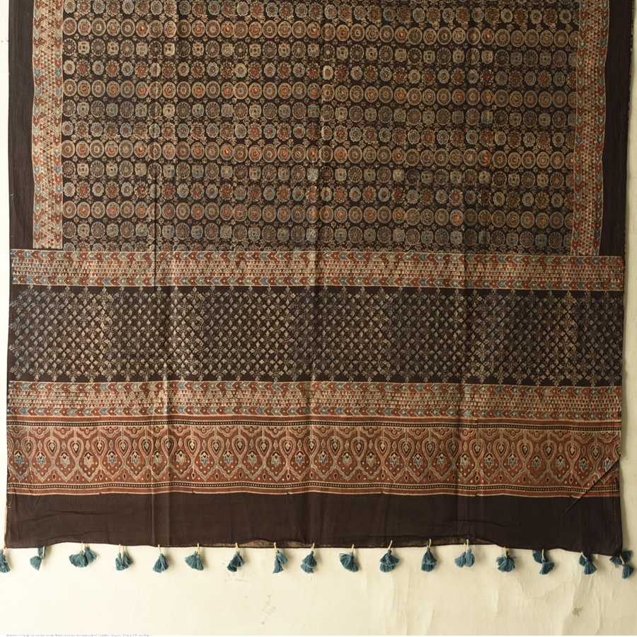 shop Ajrakh Block Printed Pure Cotton Dupatta 50
