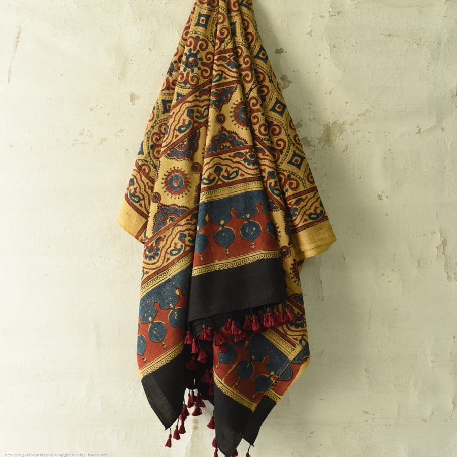 shop Ajrakh Block Printed Pure Cotton Dupatta 51