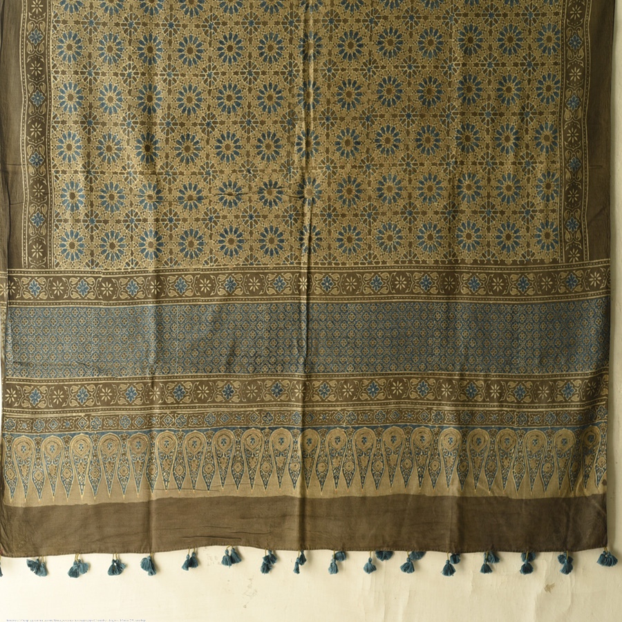shop Ajrakh Block Printed Pure Cotton Dupatta 52