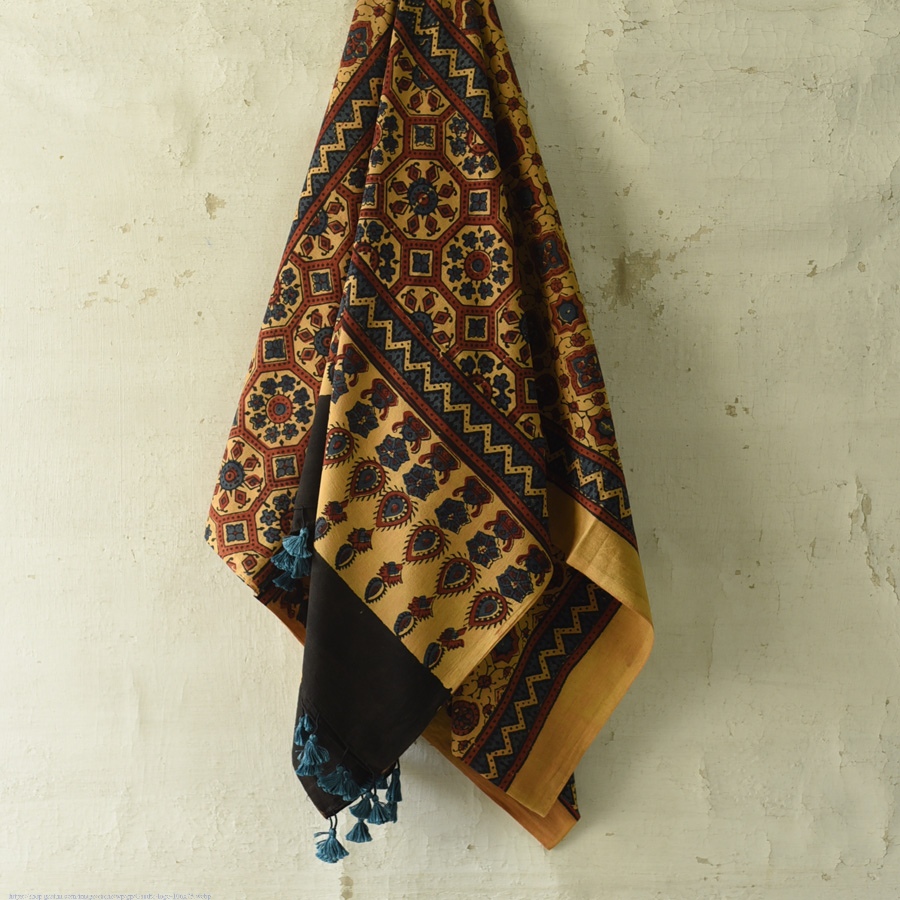 shop Ajrakh Block Printed Pure Cotton Dupatta 56